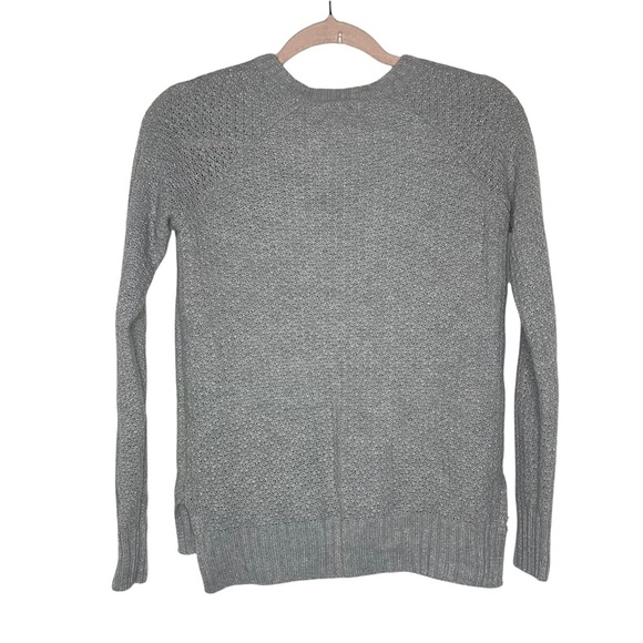 SO Gray V-Neck Sweater with Silver Metallic Thread S - Picture 3 of 6